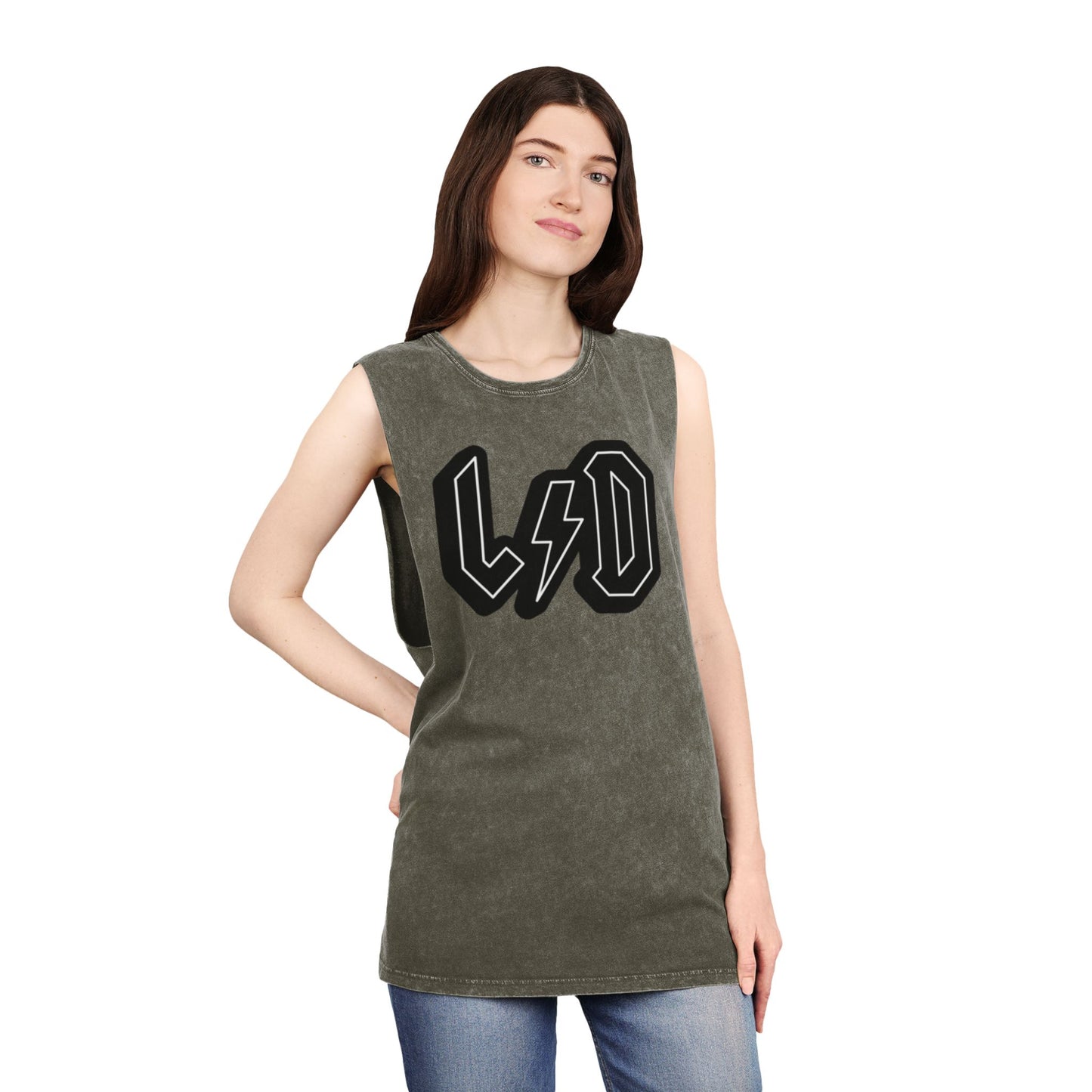 Stonewash Tank Top with Heavy Metal/Rock Band LSD Design, Rock and Roll Festival Wear, Rockin Summer Essential
