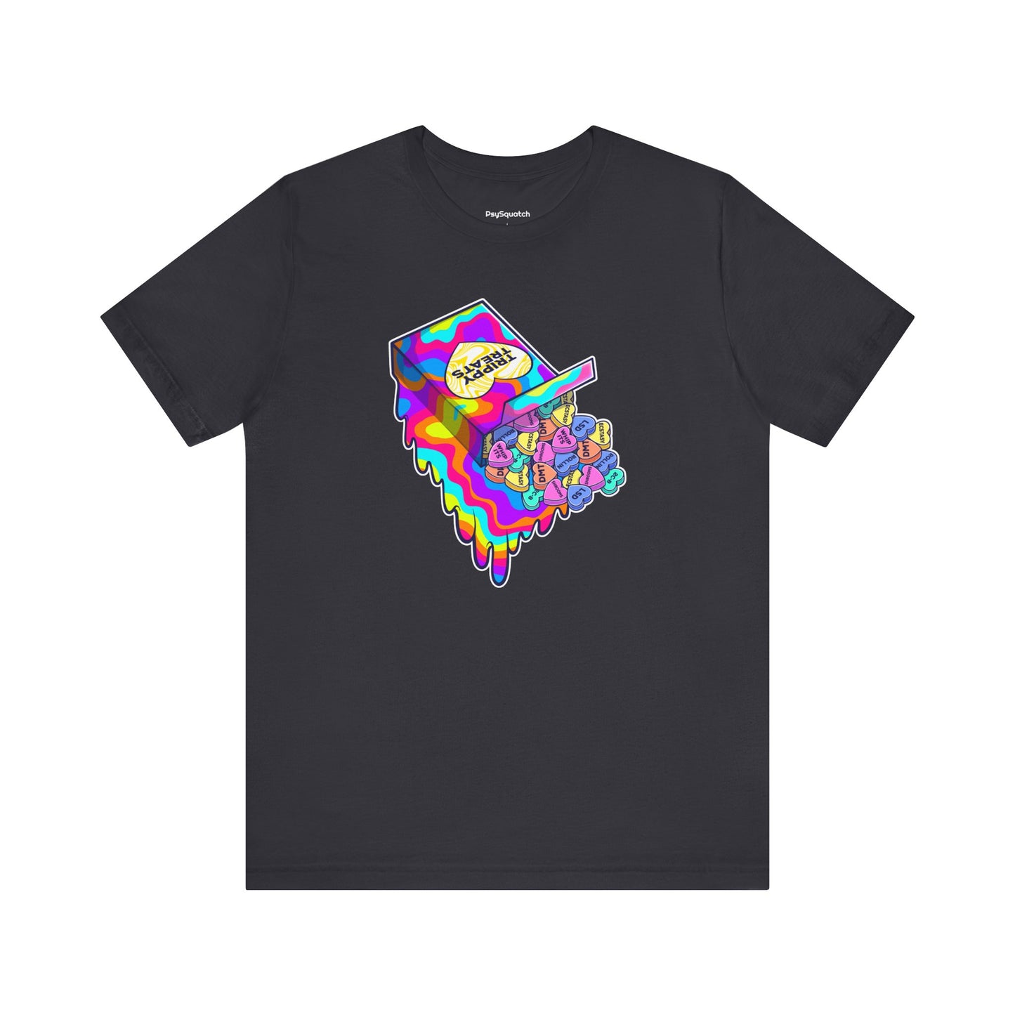 Trippy Treats. Melty Conversation Hearts Psychedelic Shirt