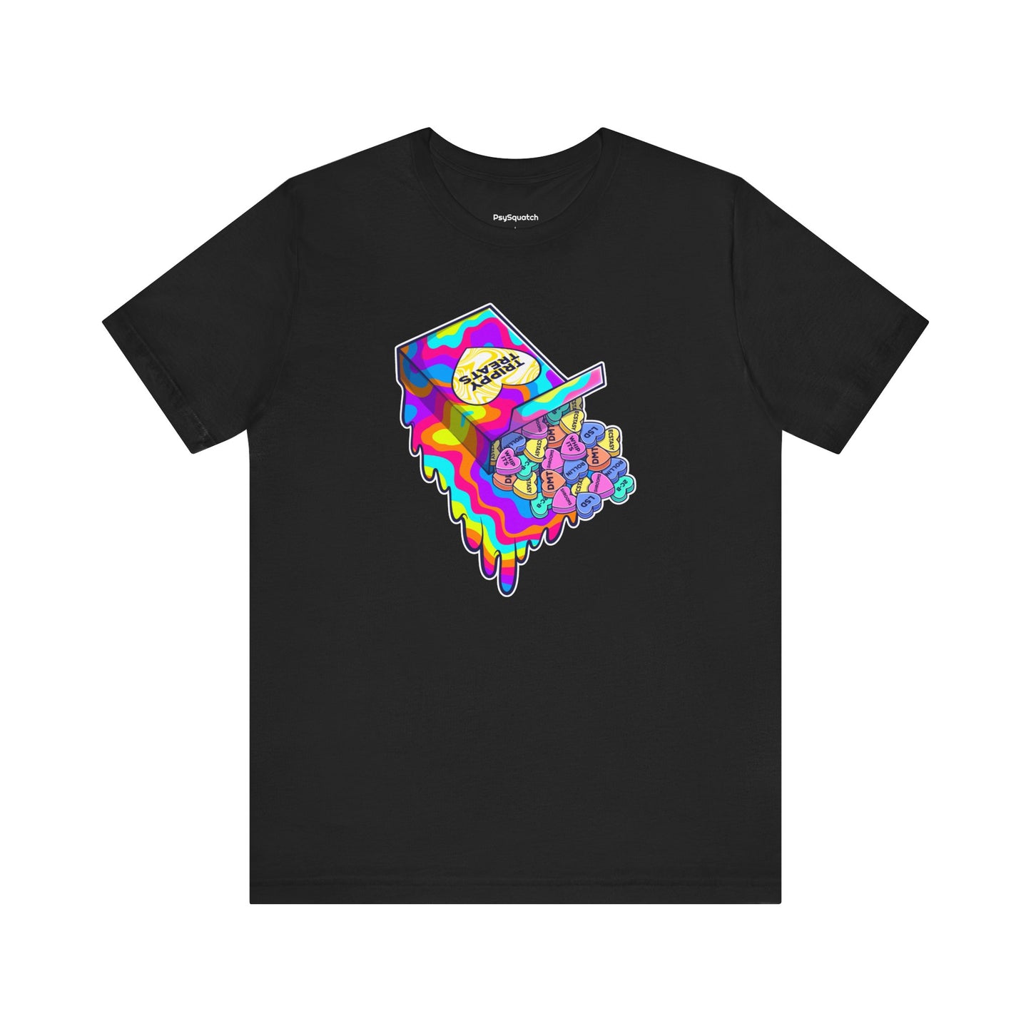 Trippy Treats. Melty Conversation Hearts Psychedelic Shirt
