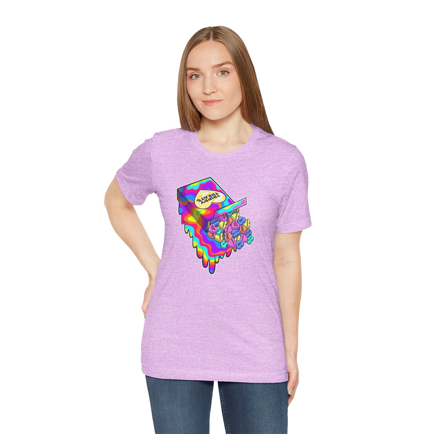 Trippy Treats. Melty Conversation Hearts Psychedelic Shirt
