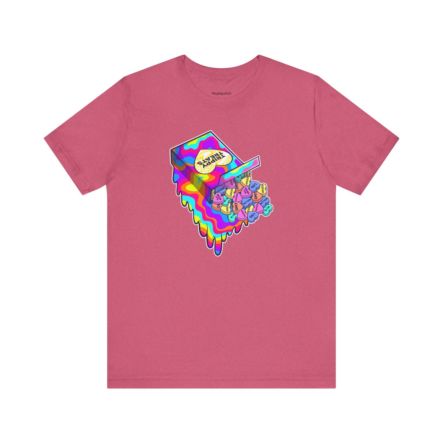 Trippy Treats. Melty Conversation Hearts Psychedelic Shirt