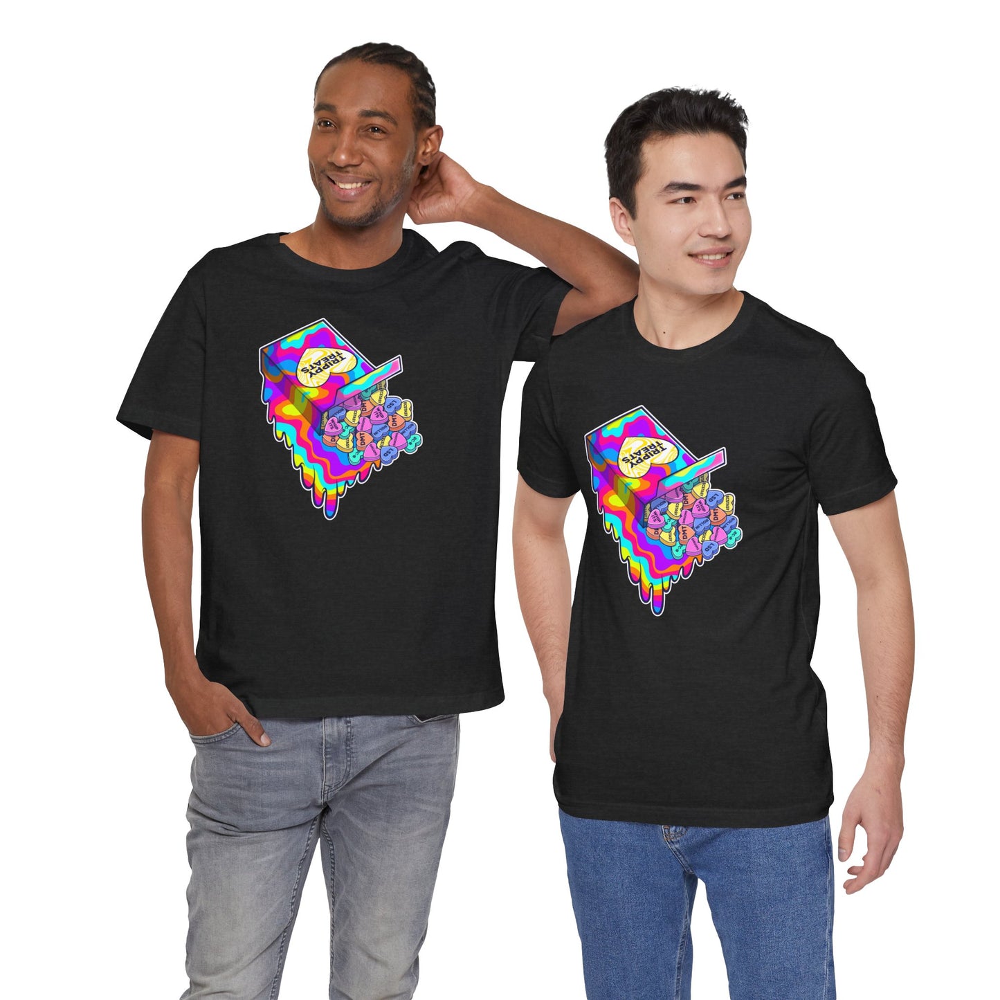 Trippy Treats. Melty Conversation Hearts Psychedelic Shirt