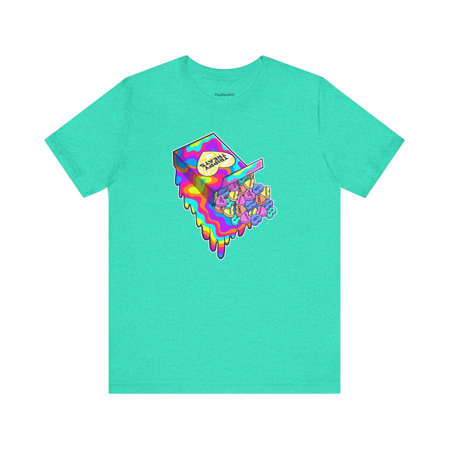 Trippy Treats. Melty Conversation Hearts Psychedelic Shirt