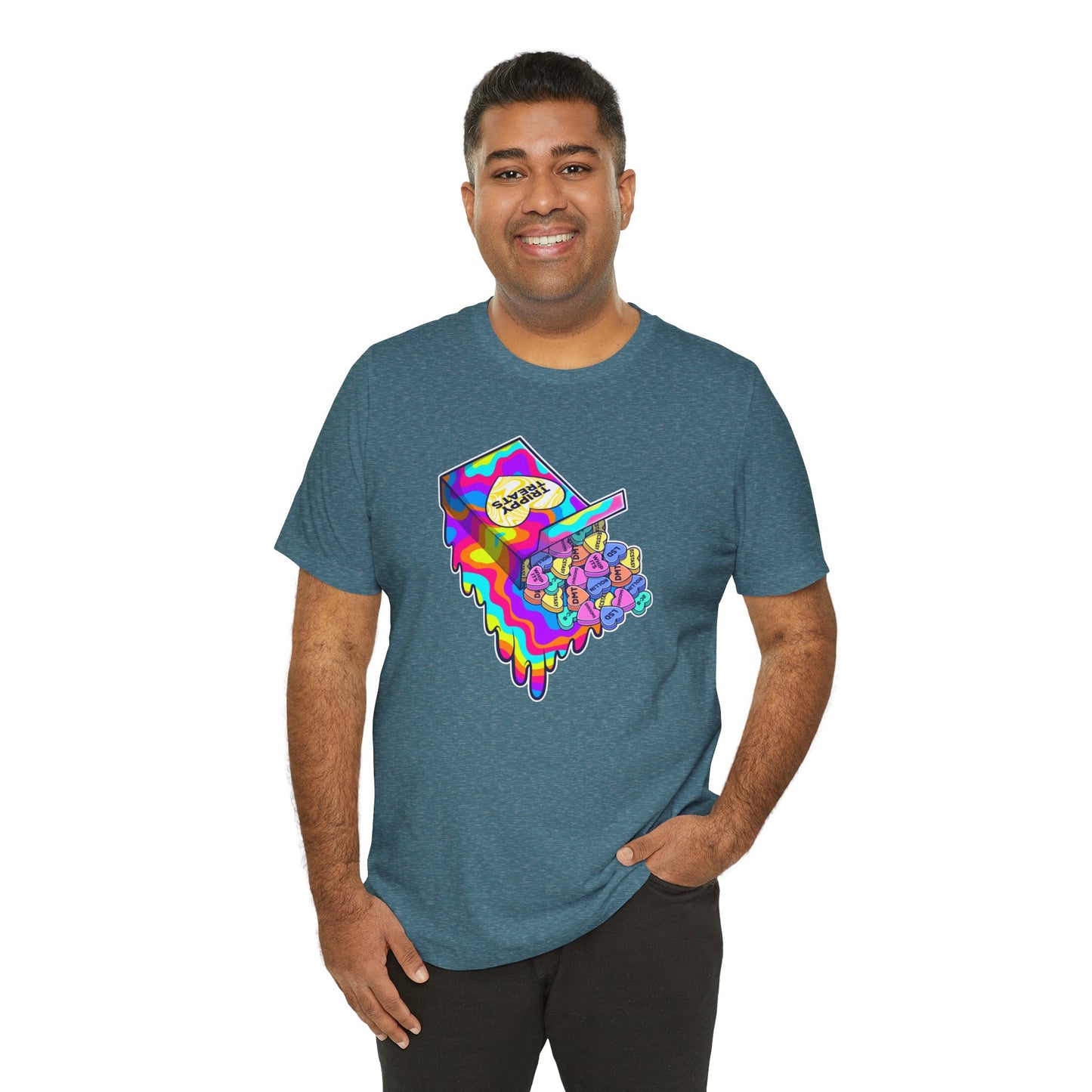 Trippy Treats. Melty Conversation Hearts Psychedelic Shirt