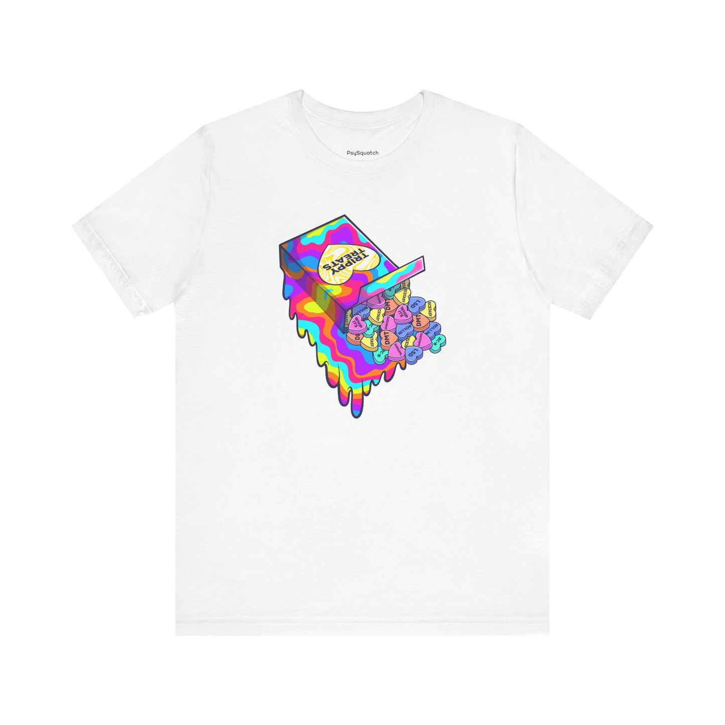 Trippy Treats. Melty Conversation Hearts Psychedelic Shirt