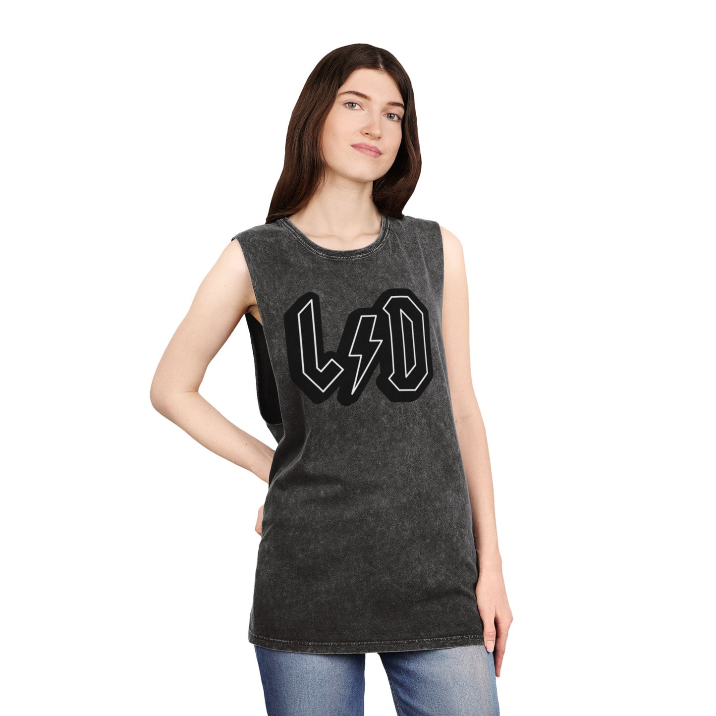Stonewash Tank Top with Heavy Metal/Rock Band LSD Design, Rock and Roll Festival Wear, Rockin Summer Essential