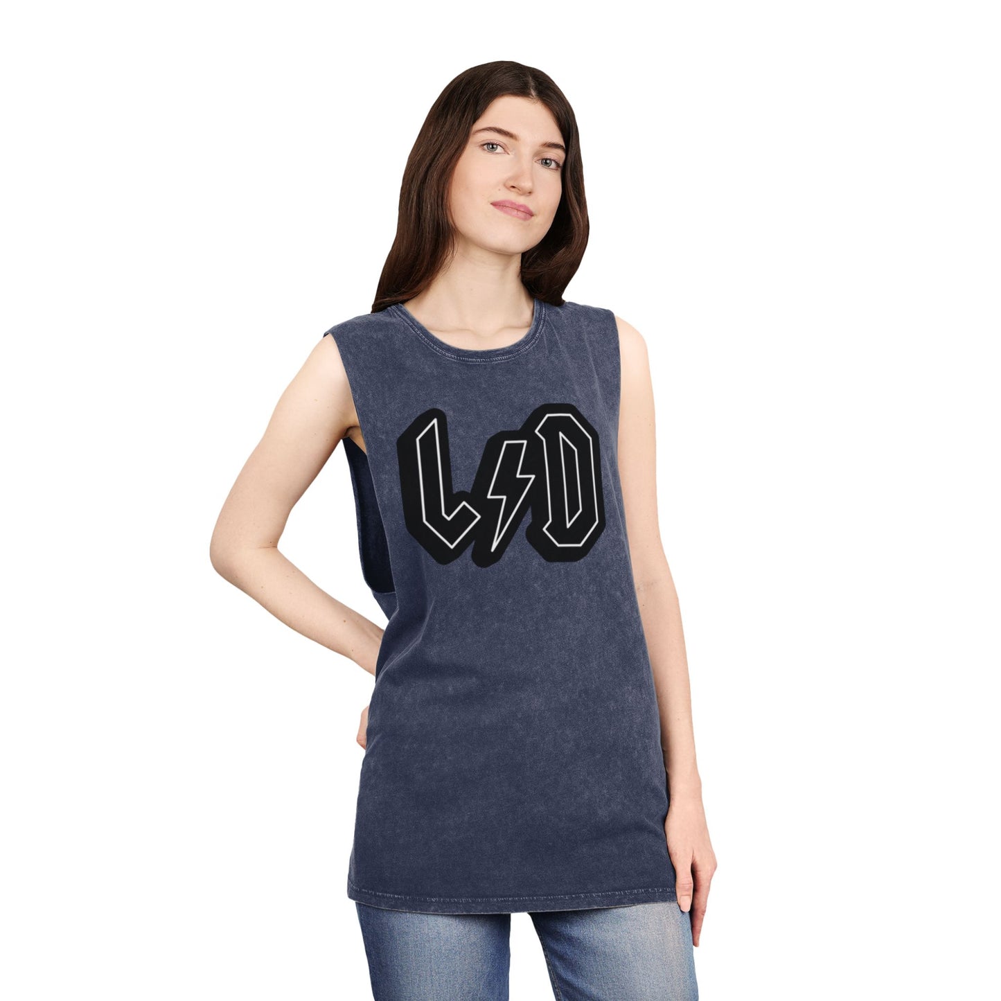 Stonewash Tank Top with Heavy Metal/Rock Band LSD Design, Rock and Roll Festival Wear, Rockin Summer Essential