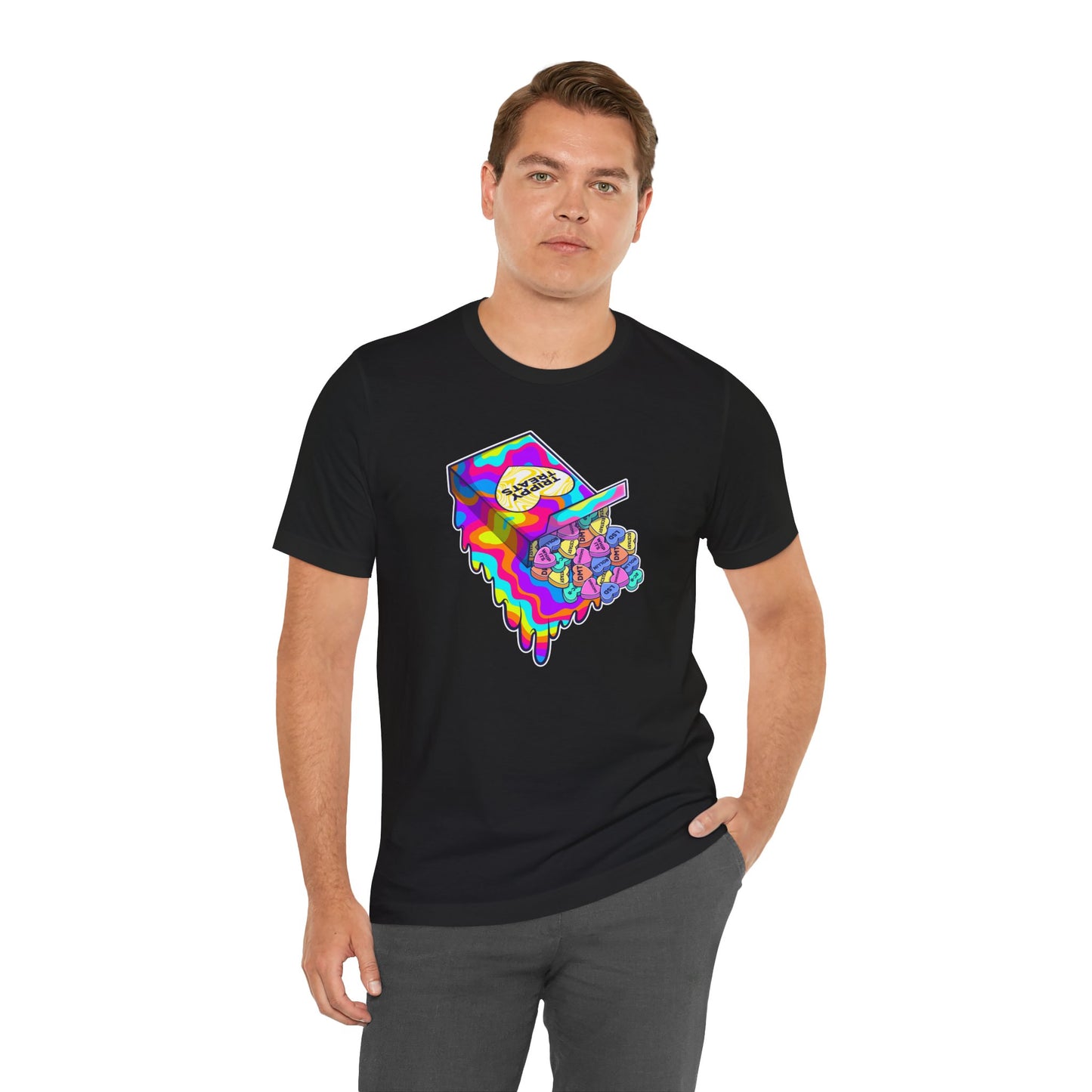 Trippy Treats. Melty Conversation Hearts Psychedelic Shirt