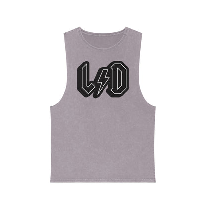 Stonewash Tank Top with Heavy Metal/Rock Band LSD Design, Rock and Roll Festival Wear, Rockin Summer Essential